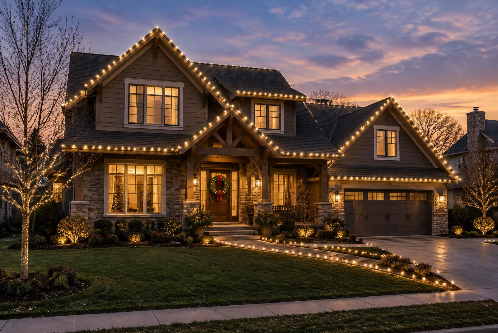 Professional holiday lighting installation